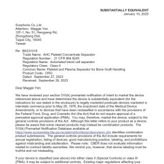 LETTER_Substantially Equivalent_510(k) BK231018_Sunphoria Co.,Ltd_s_page-0001